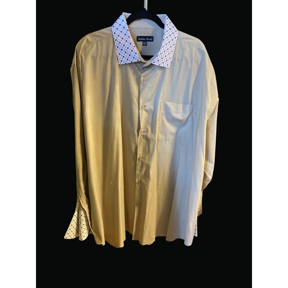 Fortino Landi Mens Button-Up Shirt Beige Size 36/37 HA01 F  * Free Shipping *